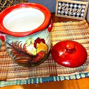 Certified International Susan Winget Rooster Ceramic Cookie Jar Canister.